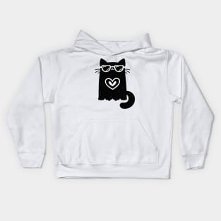 Black cat wearing sunglasses Kids Hoodie